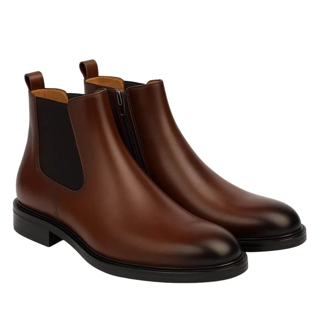 Brown Chelsea Ankle Boots with Side Zip