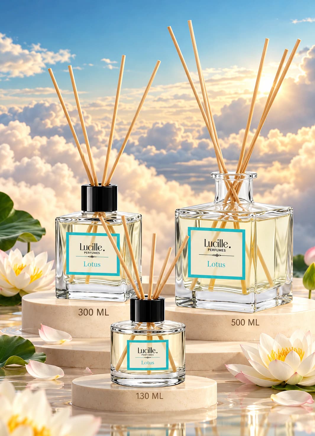 Diffuseur de parfum à bâtonnets en verre 130 ml / 300 ml / 500 ml