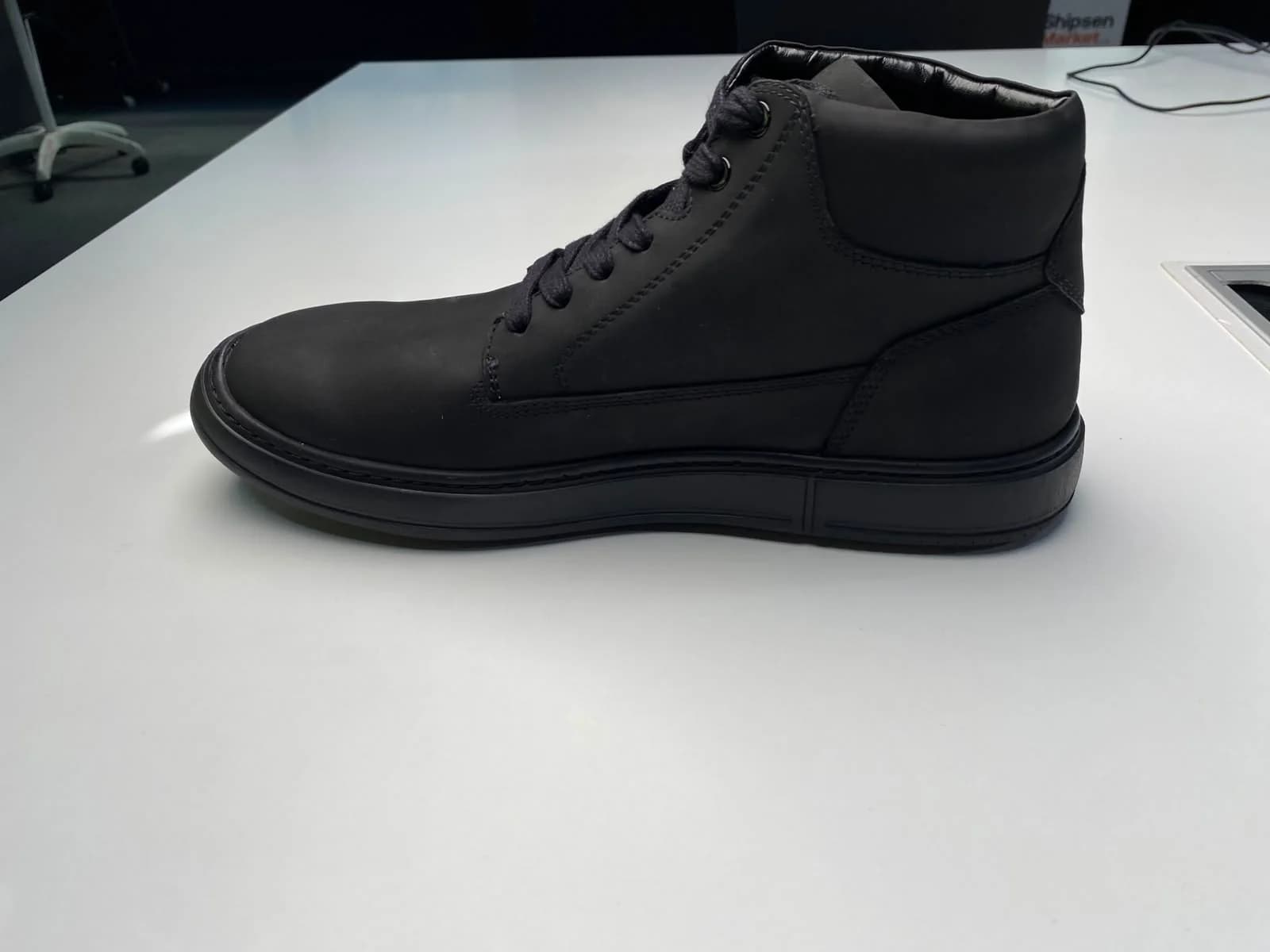Black Leather Lace-Up Ankle Boots