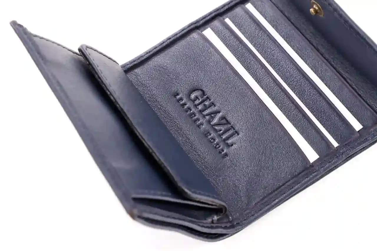 Portefeuille compact en cuir à volets avec poche zippée