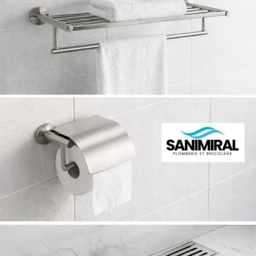 Accessoires salle de bain – Porte serviette / Porte papier hygiénique / Caniveau
