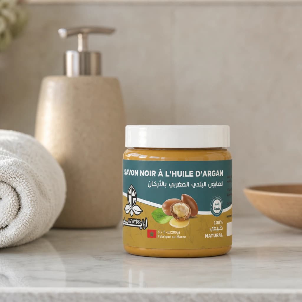 Savon Noir à l'Huile d'Argan Azayko - 200g - 100% Naturel