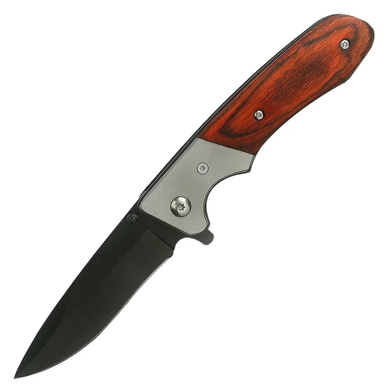 topknivesllc Wood and Steel Handle Folding Pocket Knife FS329