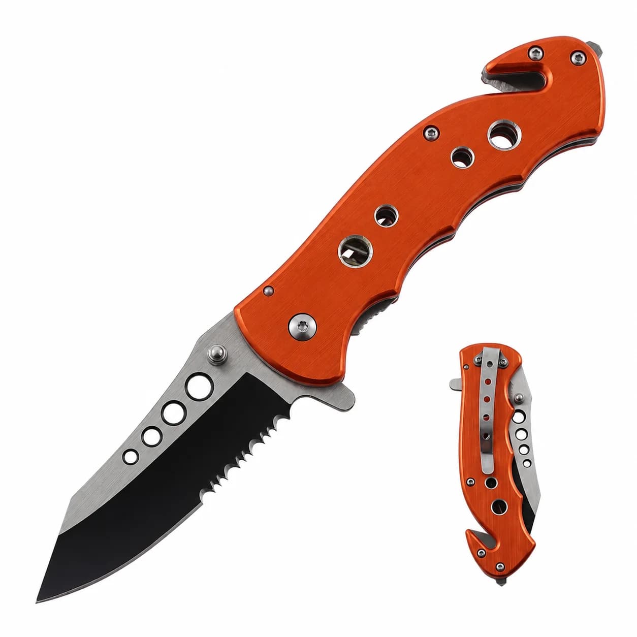 topknivesllc Aluminum Handle Serrated Folding Pocket Knife GR02