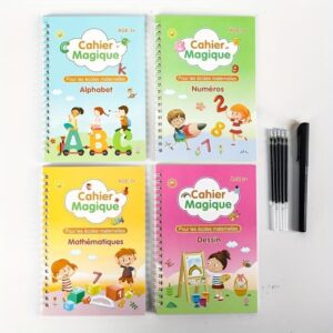 Cahier Magique 4-en-1 d’Apprentissage Réutilisable