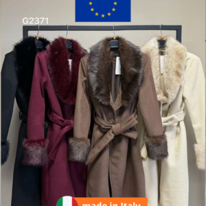 Manteau long femme avec col fourrure – Fabrication italienne